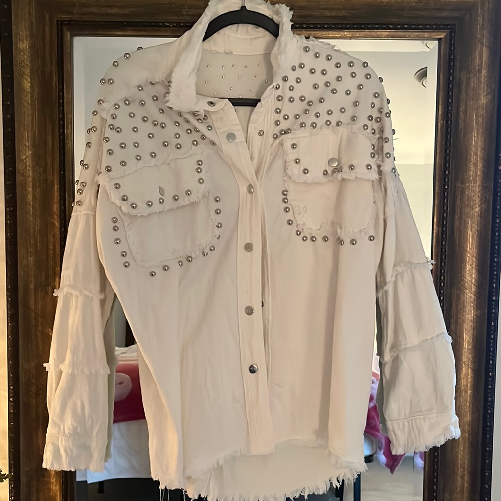 White Studded Button Down